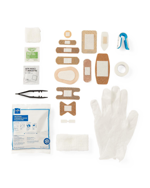 CURAD Complete 175-Piece First Aid Kit (No Splint, Blue Nitrile Gloves)