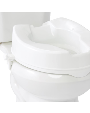 White Raised Toilet Seat with Side Locks, 4"