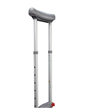Quick-Fit Aluminum Crutches with Red Dot Hand Grip and I-Beam Height Adjustment, 4'7" - 6'7"