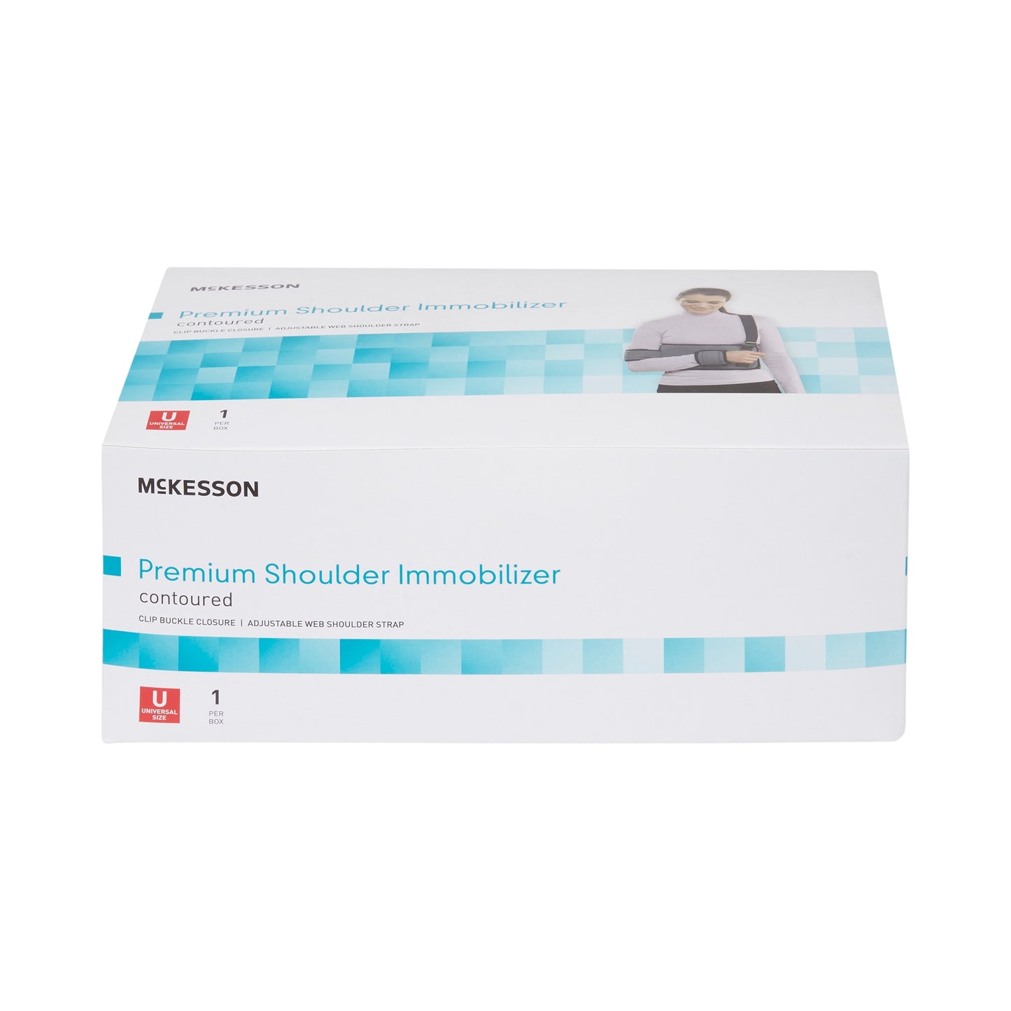 Shoulder Immobilizer McKesson One Size Fits Most Fiberlaminate Waist-Hook and Loop Closure / Shoulder Strap with Buckle / Arm Band and Hand Band Hook and Loop Closure Adjustable Left or Right Arm