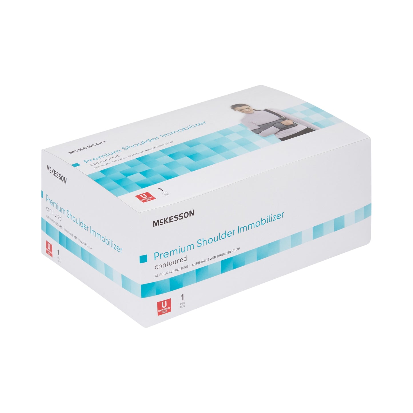 Shoulder Immobilizer McKesson One Size Fits Most Fiberlaminate Waist-Hook and Loop Closure / Shoulder Strap with Buckle / Arm Band and Hand Band Hook and Loop Closure Adjustable Left or Right Arm