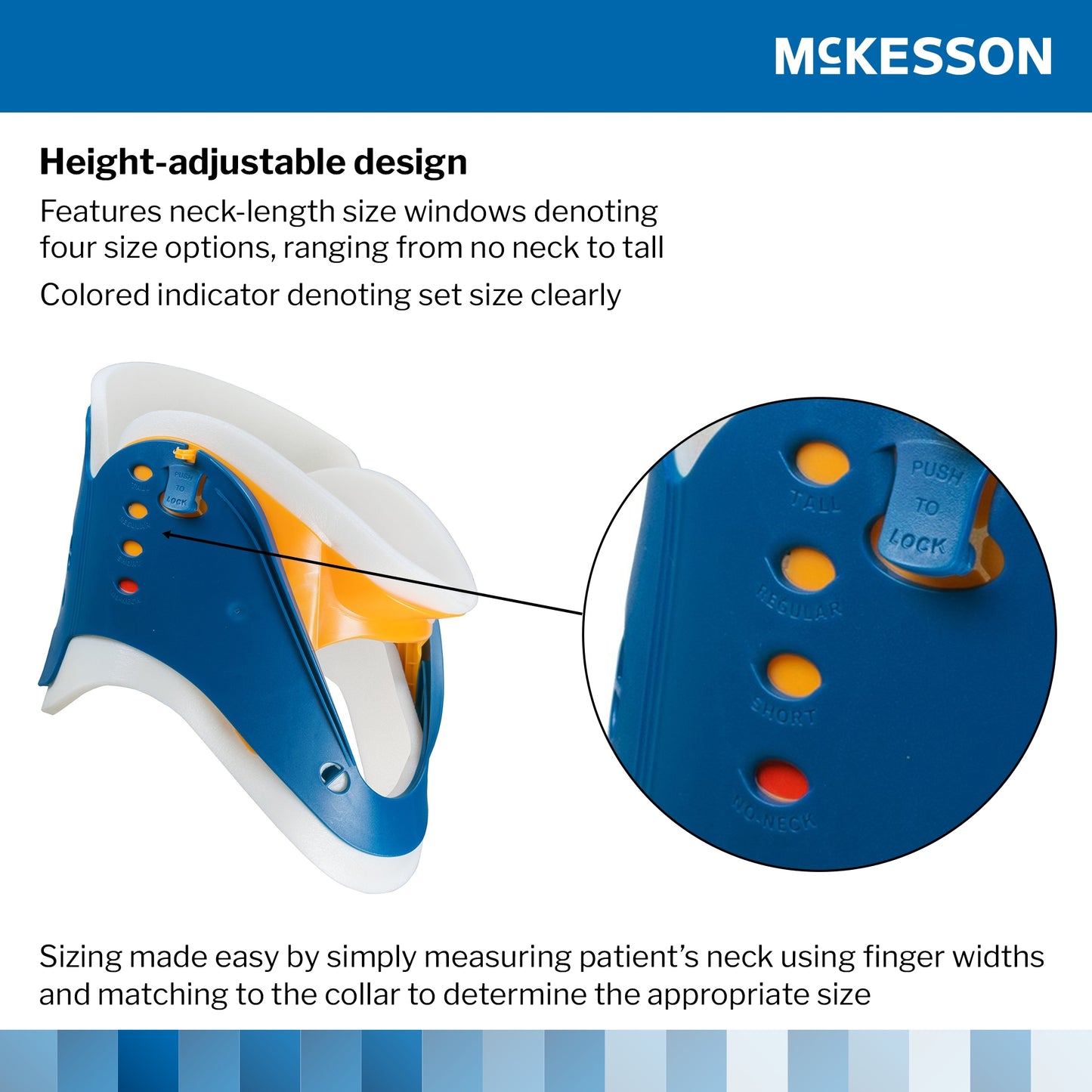 Rigid Cervical Collar McKesson Preformed Adult One Size Fits Most One-Piece / Trachea Opening / Adjustable Neck Circumference
