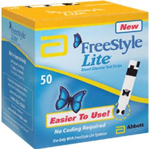 Abbott Laboratories FreeStyle Lite® Blood Glucose Test Strip with Patented ZipWik™ Tabs, Smallest Sample Size, 60 sec Test Time