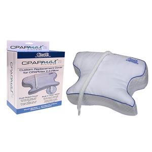 CPAP mask and its packaging on a white background