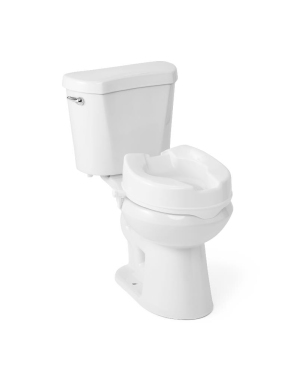 White Raised Toilet Seat with Side Locks, 4"
