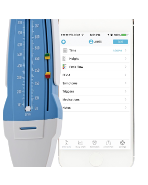 AsthmaMD Peak Flow Meter, Single Patient Use, 60 Lpm to 800 Lpm
