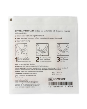 Optifoam Gentle EX Bordered Foam Dressing, 5" x 5"
