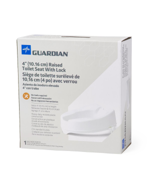 White Raised Toilet Seat with Side Locks, 4"