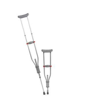 Quick-Fit Aluminum Crutches with Red Dot Hand Grip and I-Beam Height Adjustment, 4'7" - 6'7"