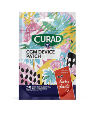 CURAD Continuous Glucose Monitor Patch, 3.13" x 4.13", Black, 25/Bag, 24 Bags/Case (Inner Tearaway Trays)