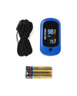Soft-Touch Finger Pulse Oximeter with OLED Display, 7 Viewing Directions and Lanyard