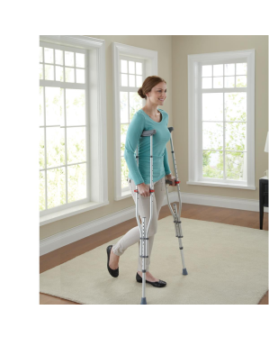 Quick-Fit Aluminum Crutches with Red Dot Hand Grip and I-Beam Height Adjustment, 4'7" - 6'7"