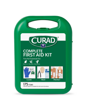 CURAD Complete 175-Piece First Aid Kit  (No Splint, Blue Nitrile Gloves)