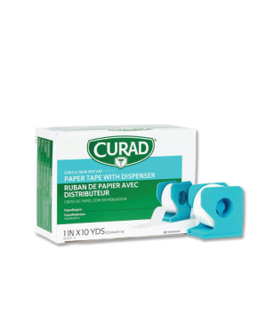 CURAD Paper Medical Adhesive Tape with Dispenser, 1" x 10 yd