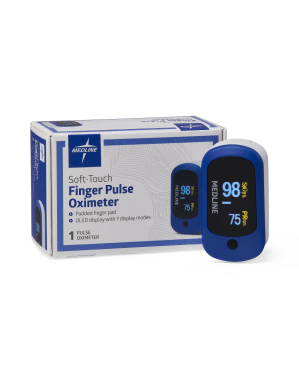 Soft-Touch Finger Pulse Oximeter with OLED Display, 7 Viewing Directions and Lanyard