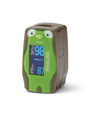 Pediatric Frog-Shaped Finger Clip Pulse Oximeter with AAA Batteries and Lanyard