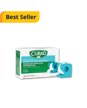 CURAD Paper Medical Adhesive Tape with Dispenser, 1" x 10 yd