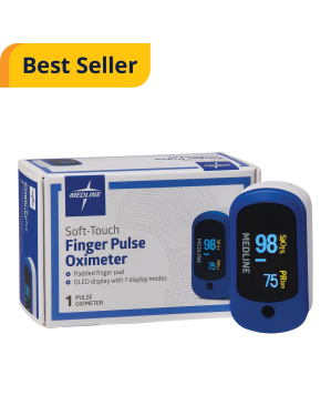 Soft-Touch Finger Pulse Oximeter with OLED Display, 7 Viewing Directions and Lanyard