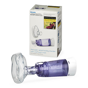 Medline Exclusive Philips OptiChamber Diamond VHC MDI Spacer with Small LiteTouch Mask